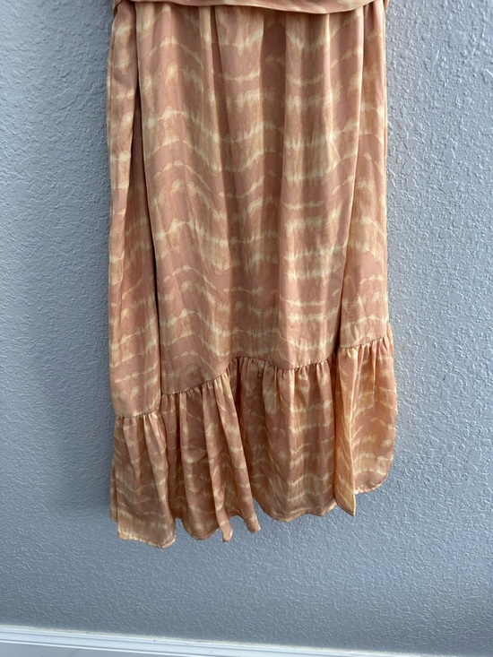 Simply Vera Wang Peach Tie Dye Midi Dress Size Large Boho Puff Sleeve Belted - Picture 5 of 11